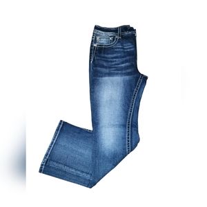 Miss Me Women's Curvy Fit Boot Cut Mid Rise Embellished Jeans Size 34X31.5